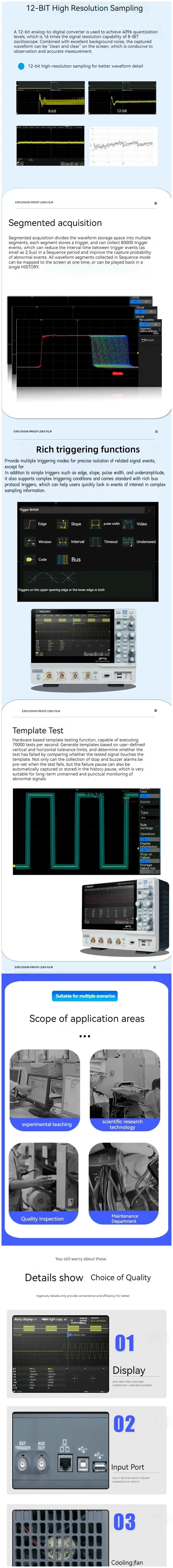 SIGLENT High resolution digital oscilloscope SDS1072X/1074X/1102X/1204X HD high-definition touch