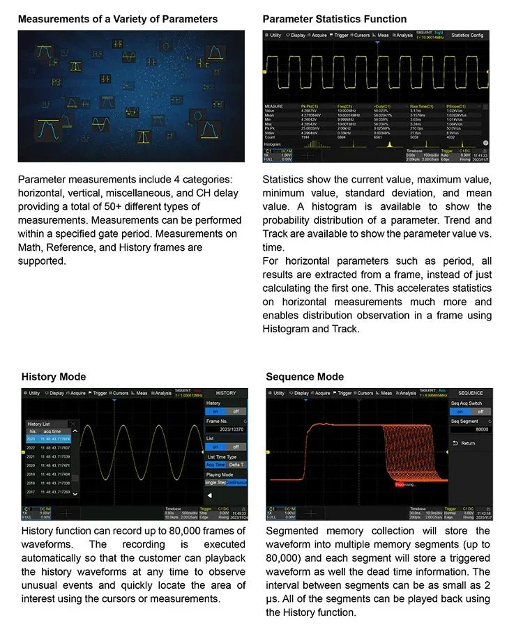Siglent  SDS802X  SDS804X  SDS814X  SDS824X   70MHz HD 4Channels Digital Oscilloscope Bandwidth  Oscilloscope Tester Tools