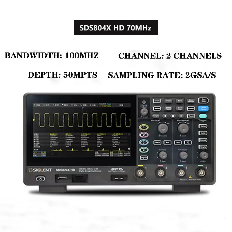 Siglent  SDS802X  SDS804X  SDS814X  SDS824X   70MHz HD 4Channels Digital Oscilloscope Bandwidth  Oscilloscope Tester Tools