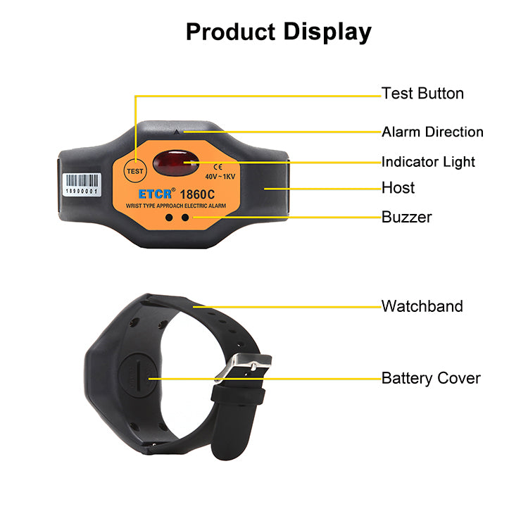 ETCR1860 Auto Wrist Type High Voltage Alarm Device SCM Non-contact Induction Technology Ensure High Voltage IP54 ETCR1860C