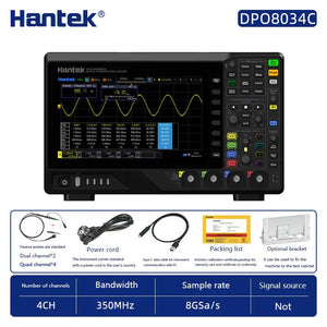 Hantek bandwidth 350MHz 4-channel oscilloscope, 8GSa/s sample rate, DPO8034C oscilloscope