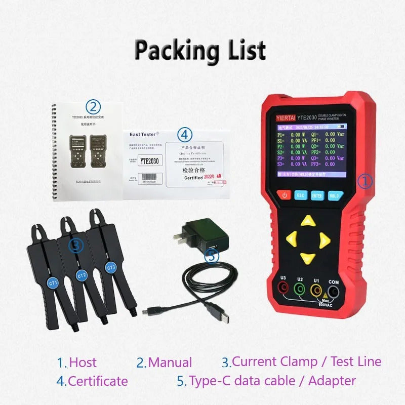 Eest Tester Multi-function Voltammeter phase meter High precision detector lower compusion Two-clamp three-clamp voltammeter