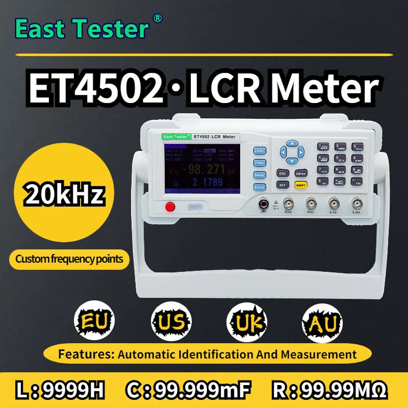 East Tester Benchtop LCR Meter Precision Digital Lab Tester for Apacitance Ground Insulation Resistance Inductance Accuracy 0.1%