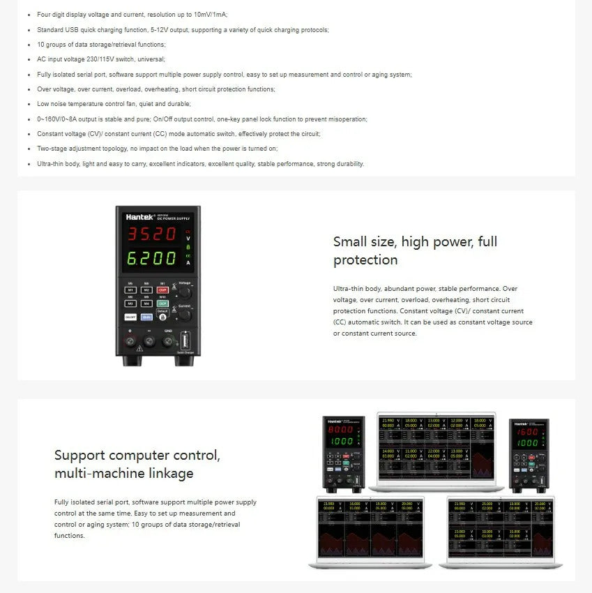 Hantek 1CH output voltage 0-160V output rating180W 220V/110V HDP1160V4S DC regulated switching power supply