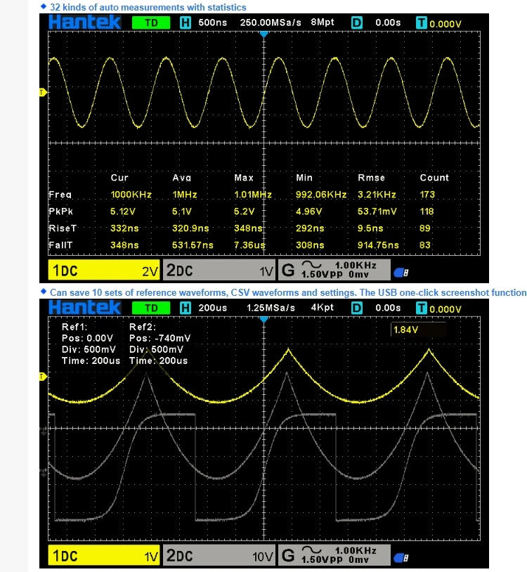 Hantek Bandwidth 150MHz Dual Channel Oscilloscope with Built-in 1CH Source, 1GSa/s Sampling Rate, DSO2D15 Oscilloscope