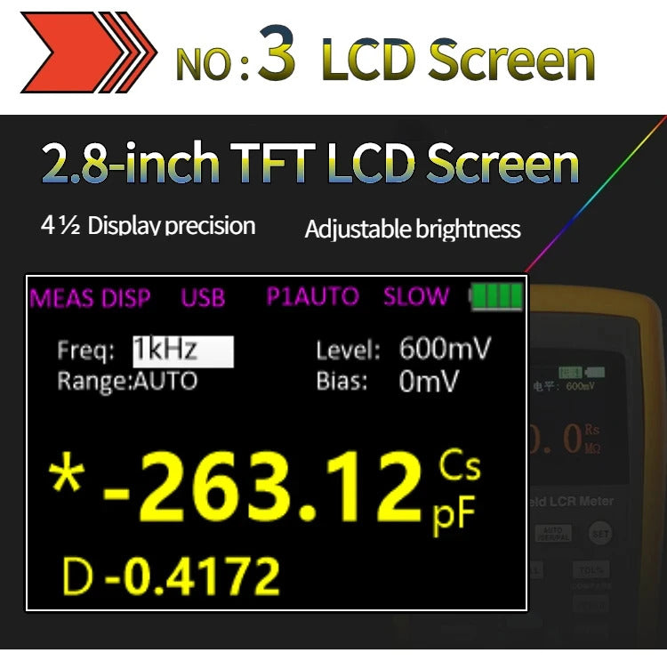 East Tester ET430 Multimeter Handheld LCR Digital Bridge Capacitance Inductance Resistance Test 2.8 Inch TFT Display Screen