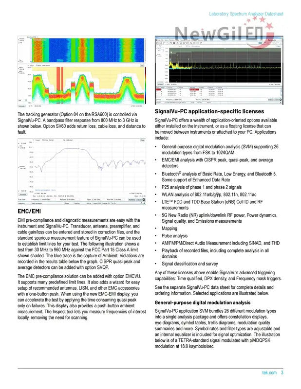 Tektronix RSA603A RSA607A  9 kHz - 3.0 GHz 7.5GHz 40 MHz Bandwidth USB Real Time Spectrum Analyzer
