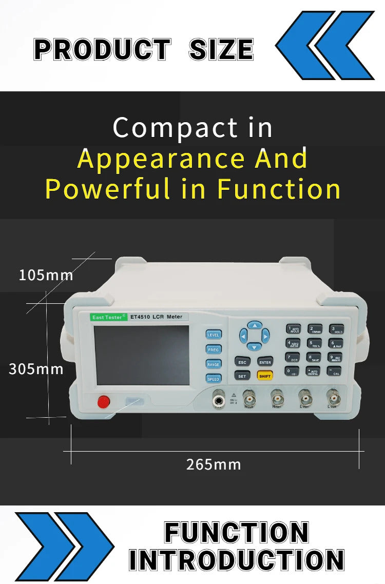 East Tester Benchtop LCR Meter Precision Digital Lab Tester for Apacitance Ground Insulation Resistance Inductance Accuracy 0.1%