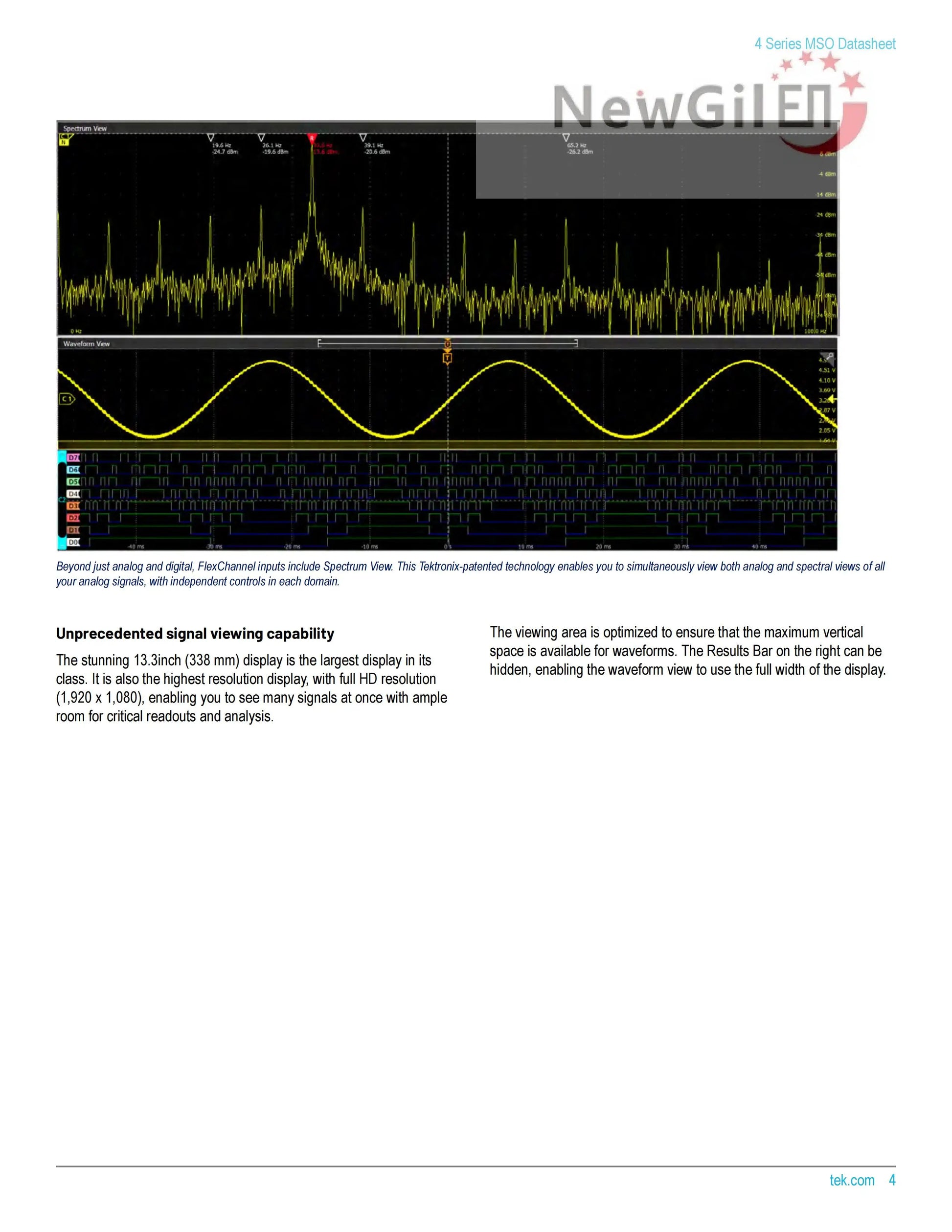 Tektronix MSO44 Oscilloscope, MSO44 4-BW-200, MSO44 4-BW-350, MSO44 4-BW-500, MSO44 4-BW-1000, MSO44 4-BW-1500, Bandwidth 1.5GHz