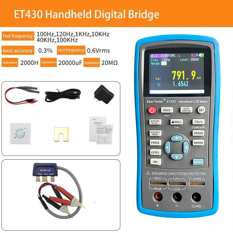 East Tester ET430 Multimeter Handheld LCR Digital Bridge Capacitance Inductance Resistance Test 2.8 Inch TFT Display Screen