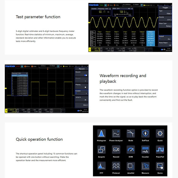 Hantek bandwidth 200MHz 4-channel oscilloscope, 2GSa/s sample rate, DPO7204 oscilloscope