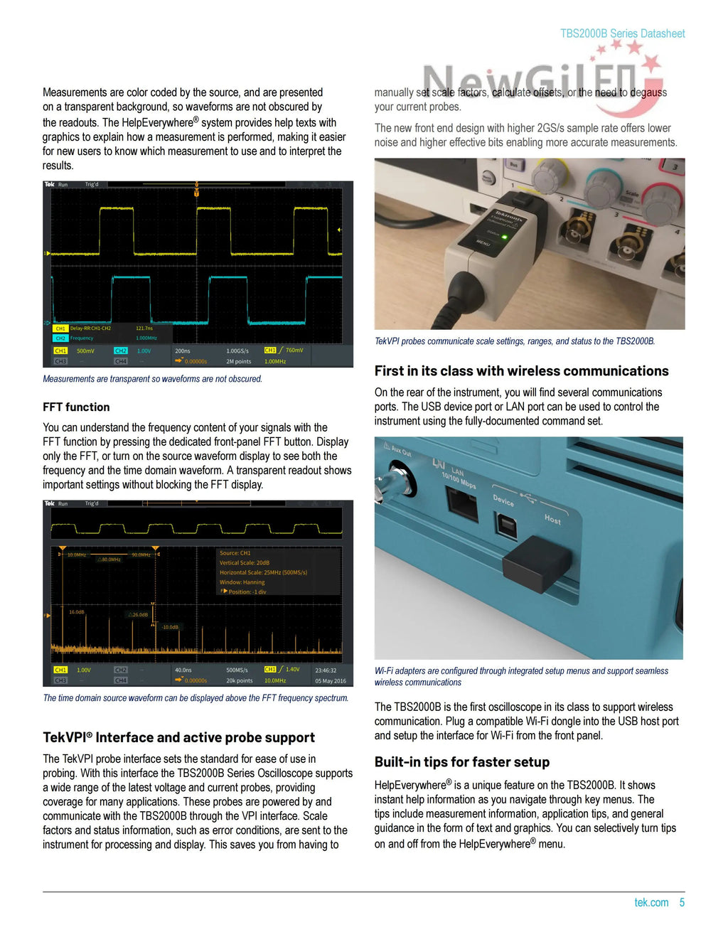 Tektronix The TBS2000 Series Digital Storage Oscilloscope  TBS2072B TBS2102B TBS2202B  TBS2074B TBS2104B TBS2204B 4 Channel