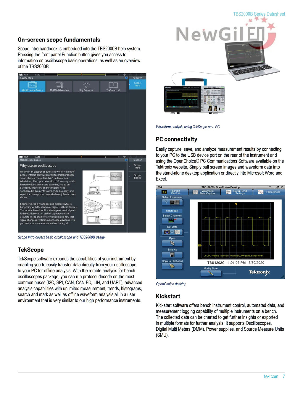 Tektronix The TBS2000 Series Digital Storage Oscilloscope  TBS2072B TBS2102B TBS2202B  TBS2074B TBS2104B TBS2204B 4 Channel