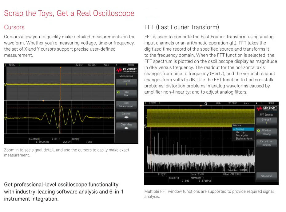 High Performance Keysight EDUX1002G Oscilloscopes