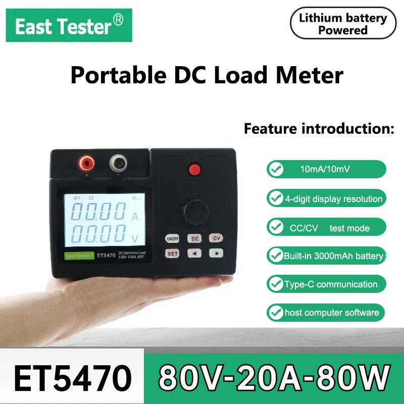 Portable DC electronic load ET5470 small handheld power testing instrument 80W/150W battery