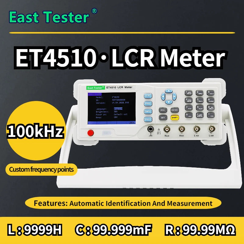 East Tester Benchtop LCR Meter Precision Digital Lab Tester for Apacitance Ground Insulation Resistance Inductance Accuracy 0.1%