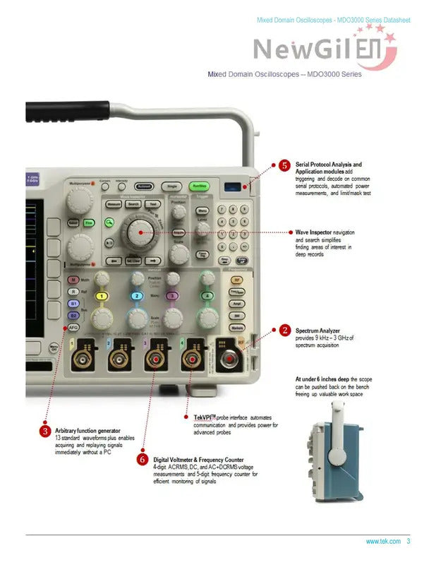 Tektronix MDO3014 MDO3024 MDO3022 MDO3032 MDO3052 MDO3034 MDO3102 MDO3054 MDO3104 500 MHz 1GHz Oscilloscope