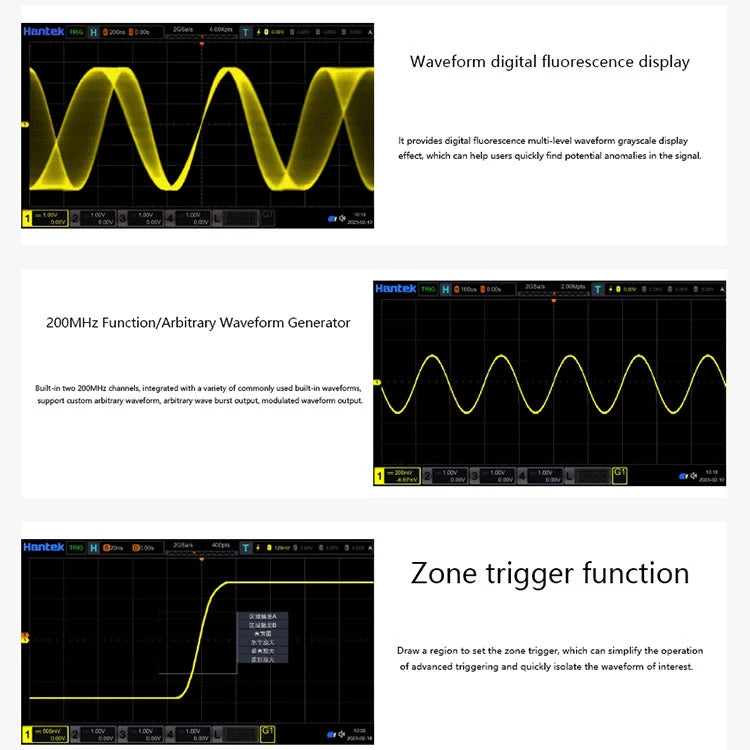 Hantek bandwidth 350MHz 4-channel oscilloscope, 8GSa/s sample rate, DPO8034C oscilloscope