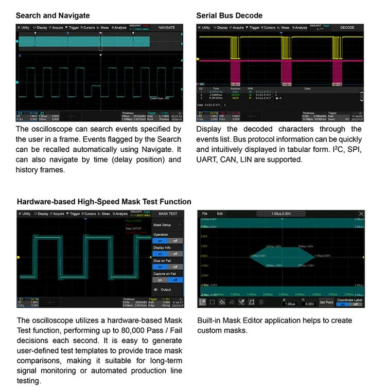 Siglent  SDS802X  SDS804X  SDS814X  SDS824X   70MHz HD 4Channels Digital Oscilloscope Bandwidth  Oscilloscope Tester Tools