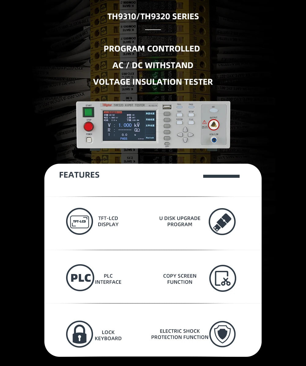 Tonghui TH9310 Hipot Tester Withstanding Voltage Tester AC&DC, TH9310B AC Type TH9320