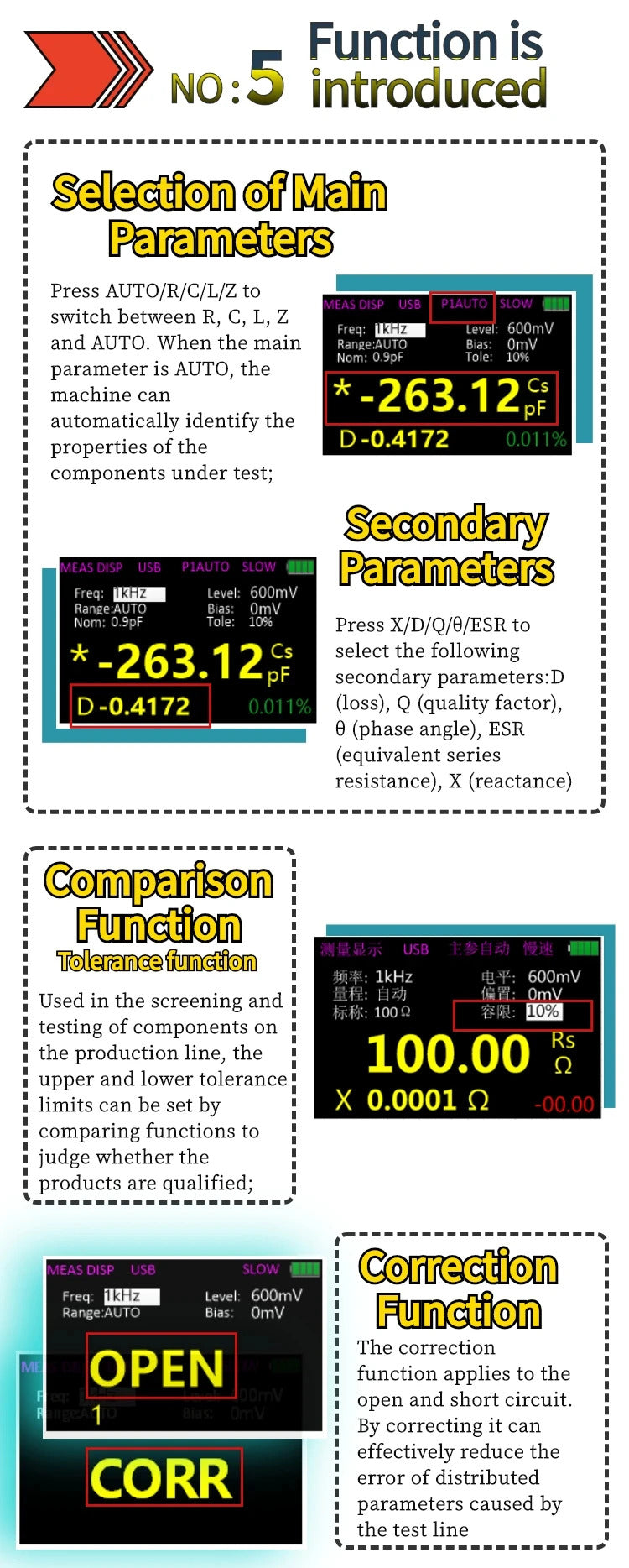 East Tester ET430 Multimeter Handheld LCR Digital Bridge Capacitance Inductance Resistance Test 2.8 Inch TFT Display Screen