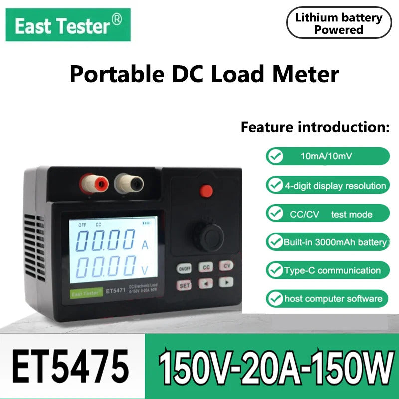 Portable DC electronic load ET5470 small handheld power testing instrument 80W/150W battery