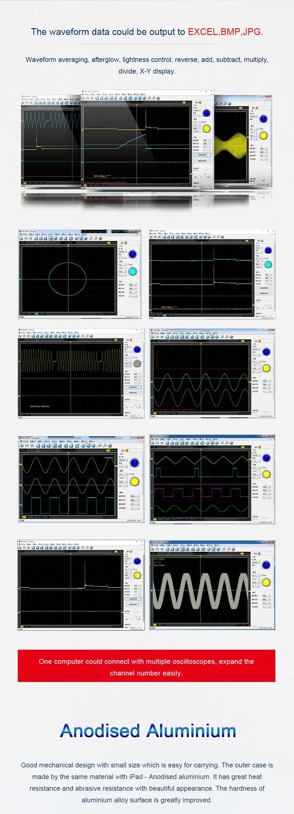 6074BE 70MHz 4CH Auto Digital Oscilloscope Set Diagnostic Tool 1GSa/s  USB Virtual Oscilloscope Car Diagnostic Instrument
