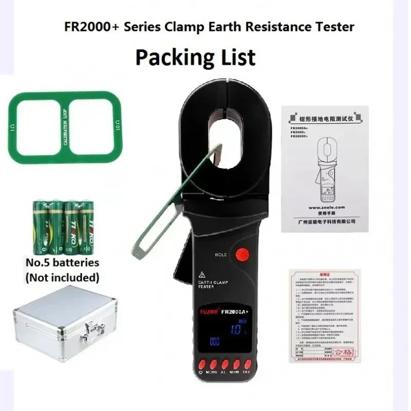 FR2000A  FR2000B  FR2000  FR2000C  Multifunction Ground Earth Resistance Meter 0-1200Ω Current 20A Loop Non Contact Tester