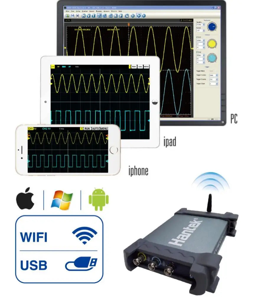 Hantek Digital Oscilloscope 2CH iDSO1070A USB iPhone/ippa-d/Android/Windows Osciloscopio Portatil With WIFI