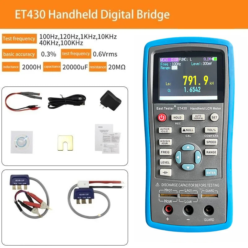 East Tester ET430 Multimeter Handheld LCR Digital Bridge Capacitance Inductance Resistance Test 2.8 Inch TFT Display Screen