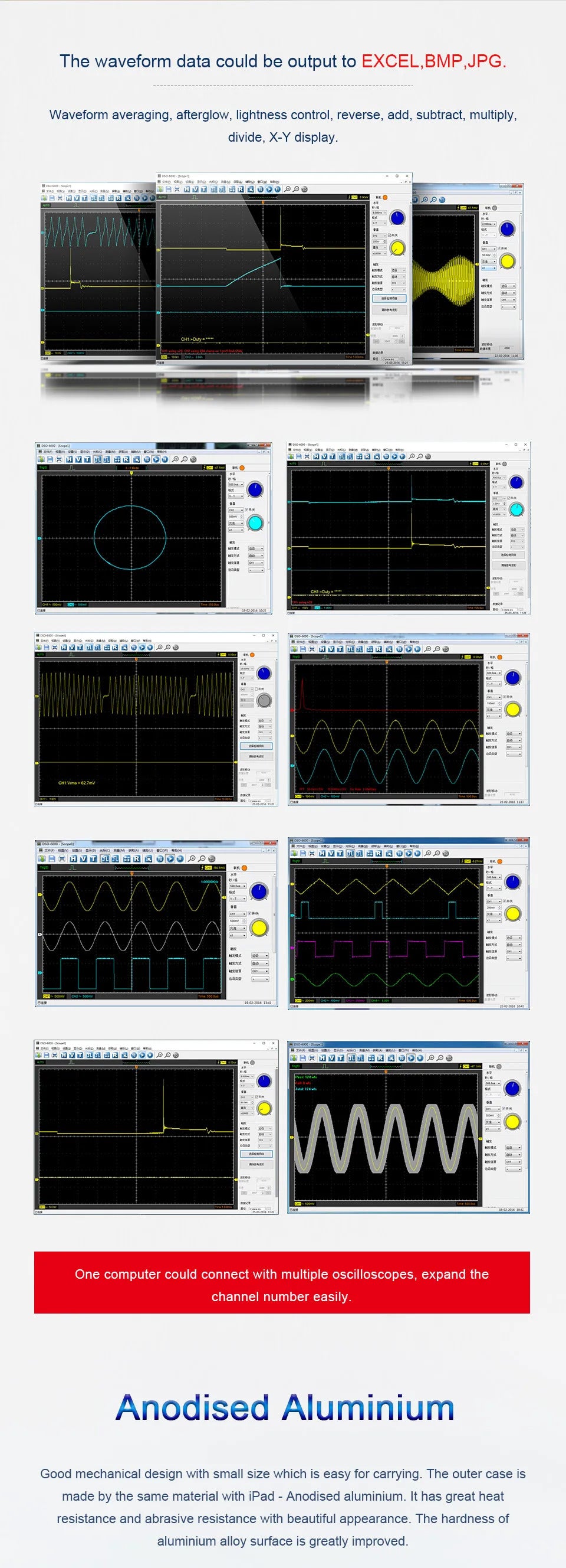 6074BE 70MHz 4CH Auto Digital Oscilloscope Set Diagnostic Tool 1GSa/s  USB Virtual Oscilloscope Car Diagnostic Instrument