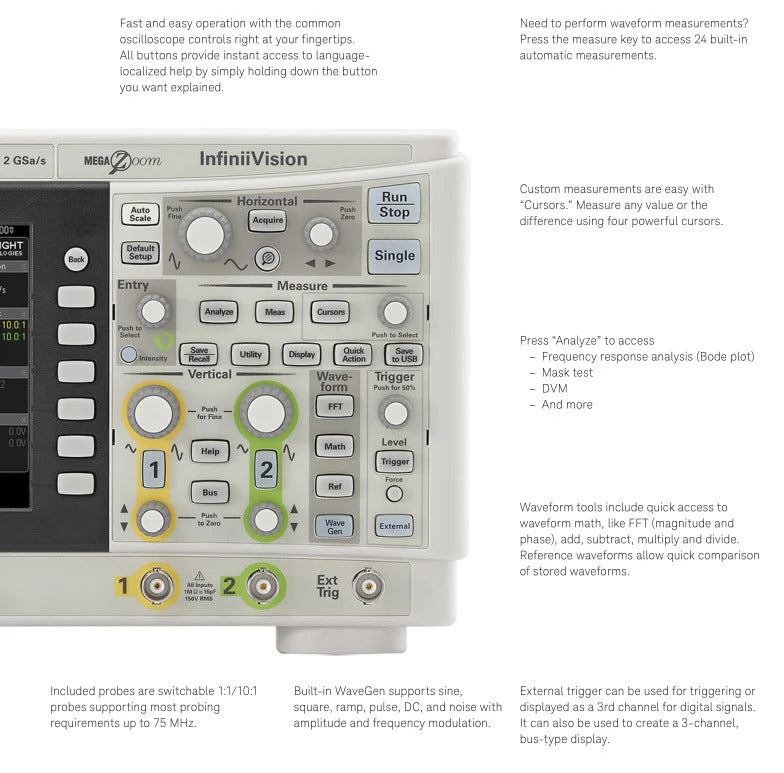 High Performance Keysight EDUX1002G Oscilloscopes