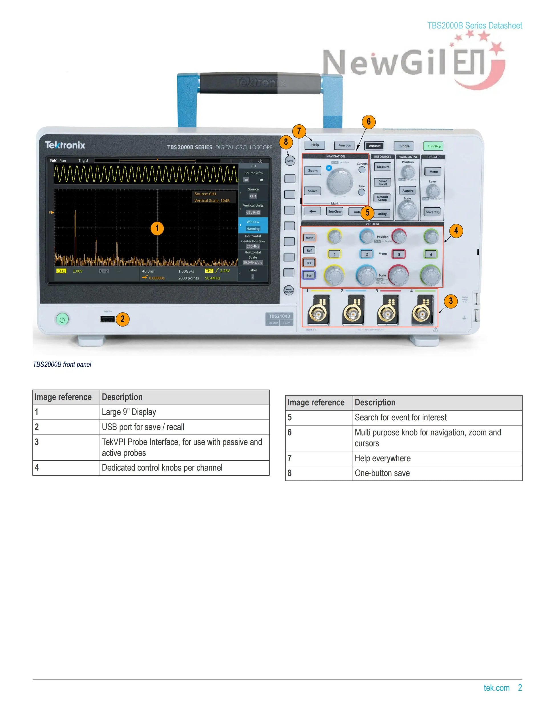 Tektronix The TBS2000 Series Digital Storage Oscilloscope  TBS2072B TBS2102B TBS2202B  TBS2074B TBS2104B TBS2204B 4 Channel