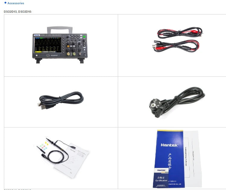 Hantek Bandwidth 150MHz Dual Channel Oscilloscope with Built-in 1CH Source, 1GSa/s Sampling Rate, DSO2D15 Oscilloscope