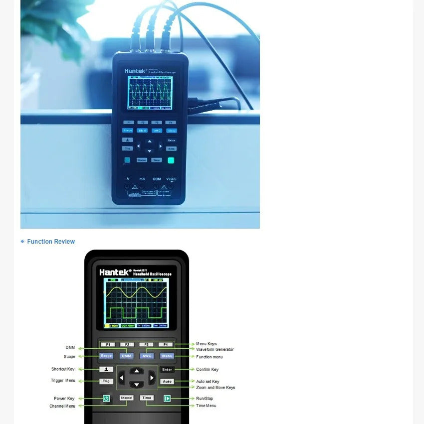 Hantek Oscilloscope + Source + Multimeter: One machine multi-purpose 2C42 handheld oscilloscope