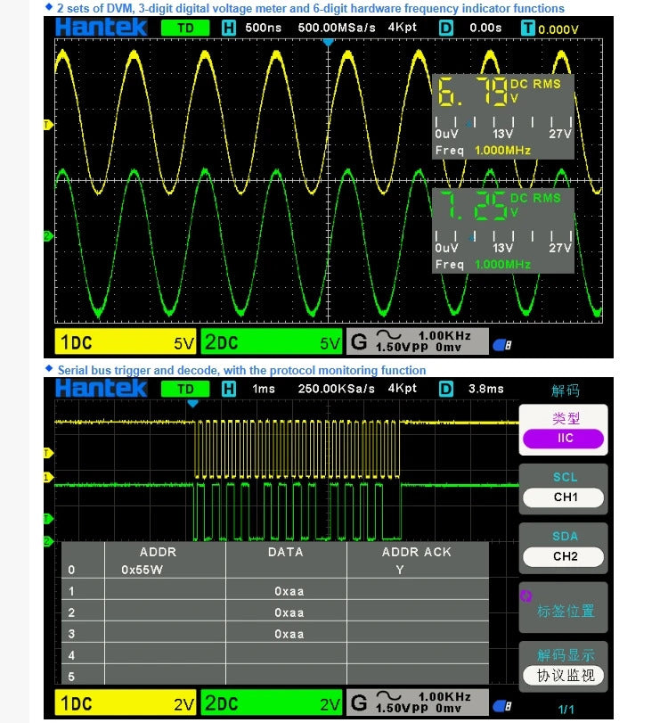 Hantek Bandwidth 150MHz Dual Channel Oscilloscope with Built-in 1CH Source, 1GSa/s Sampling Rate, DSO2D15 Oscilloscope