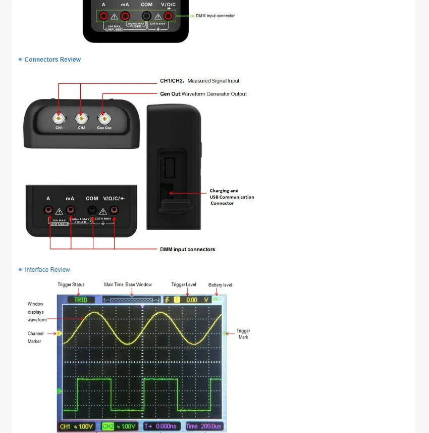 Hantek Oscilloscope + Source + Multimeter: One machine multi-purpose 2C42 handheld oscilloscope