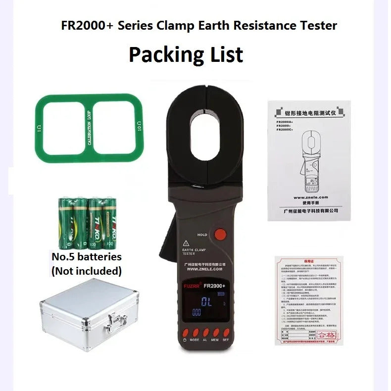 FR2000A  FR2000B  FR2000  FR2000C  Multifunction Ground Earth Resistance Meter 0-1200Ω Current 20A Loop Non Contact Tester