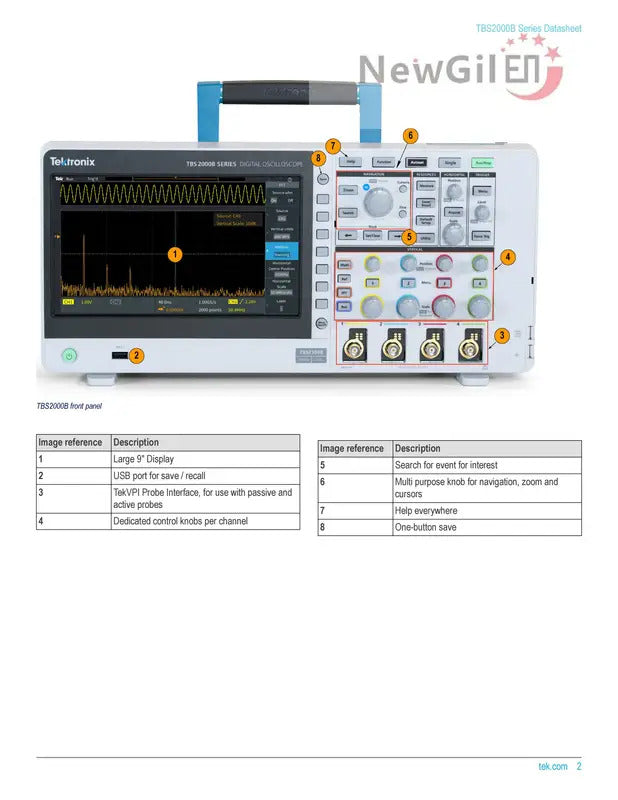 Tektronix The TBS2000 Series Digital Storage Oscilloscope  TBS2072B TBS2102B TBS2202B  TBS2074B TBS2104B TBS2204B 4 Channel