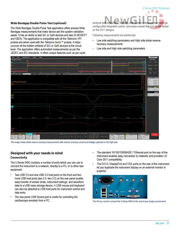Tektronix MSO58 Oscilloscope MSO58 5-BW-350 MSO58 5-BW-500 MSO58 5-BW-1000 MSO58 5-BW-2000 Bandwidth 2GHz 4 Channel