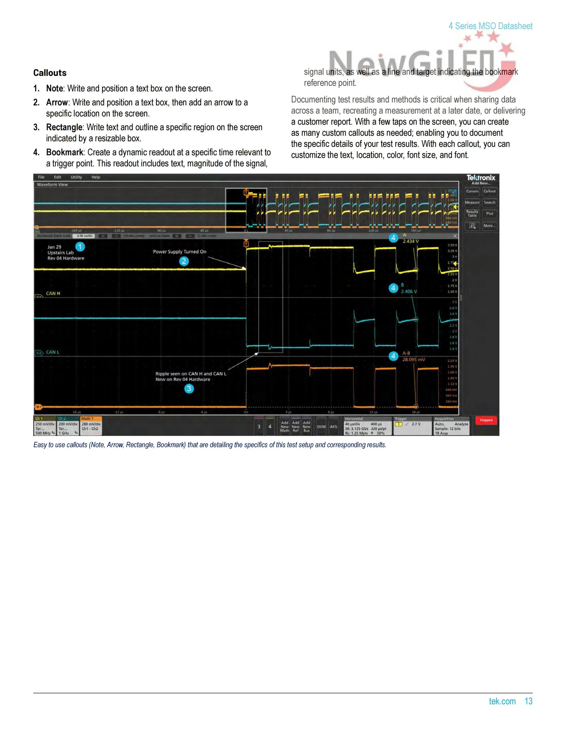 Tektronix MSO44 Oscilloscope, MSO44 4-BW-200, MSO44 4-BW-350, MSO44 4-BW-500, MSO44 4-BW-1000, MSO44 4-BW-1500, Bandwidth 1.5GHz