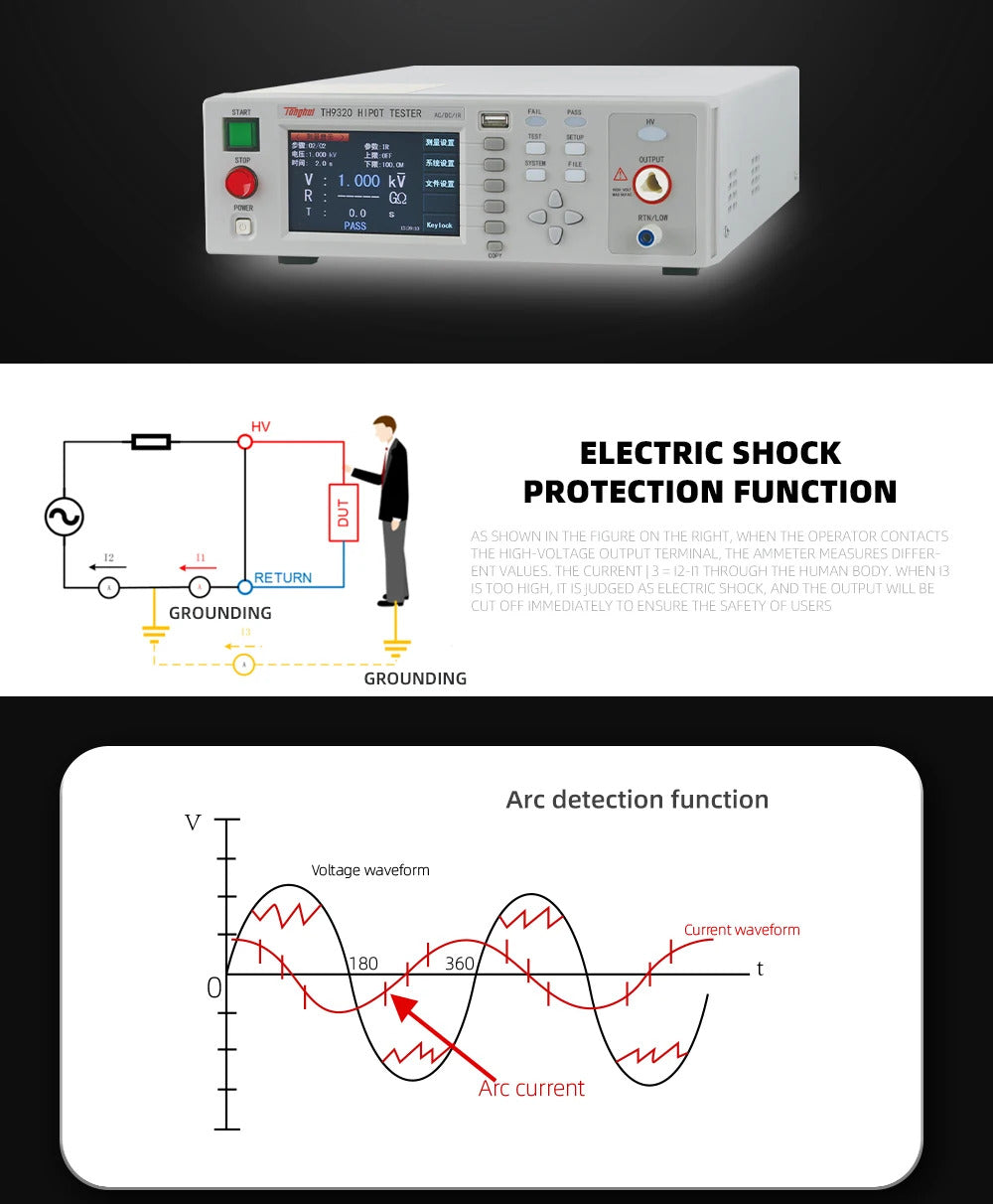 Tonghui TH9310 Hipot Tester Withstanding Voltage Tester AC&DC, TH9310B AC Type TH9320