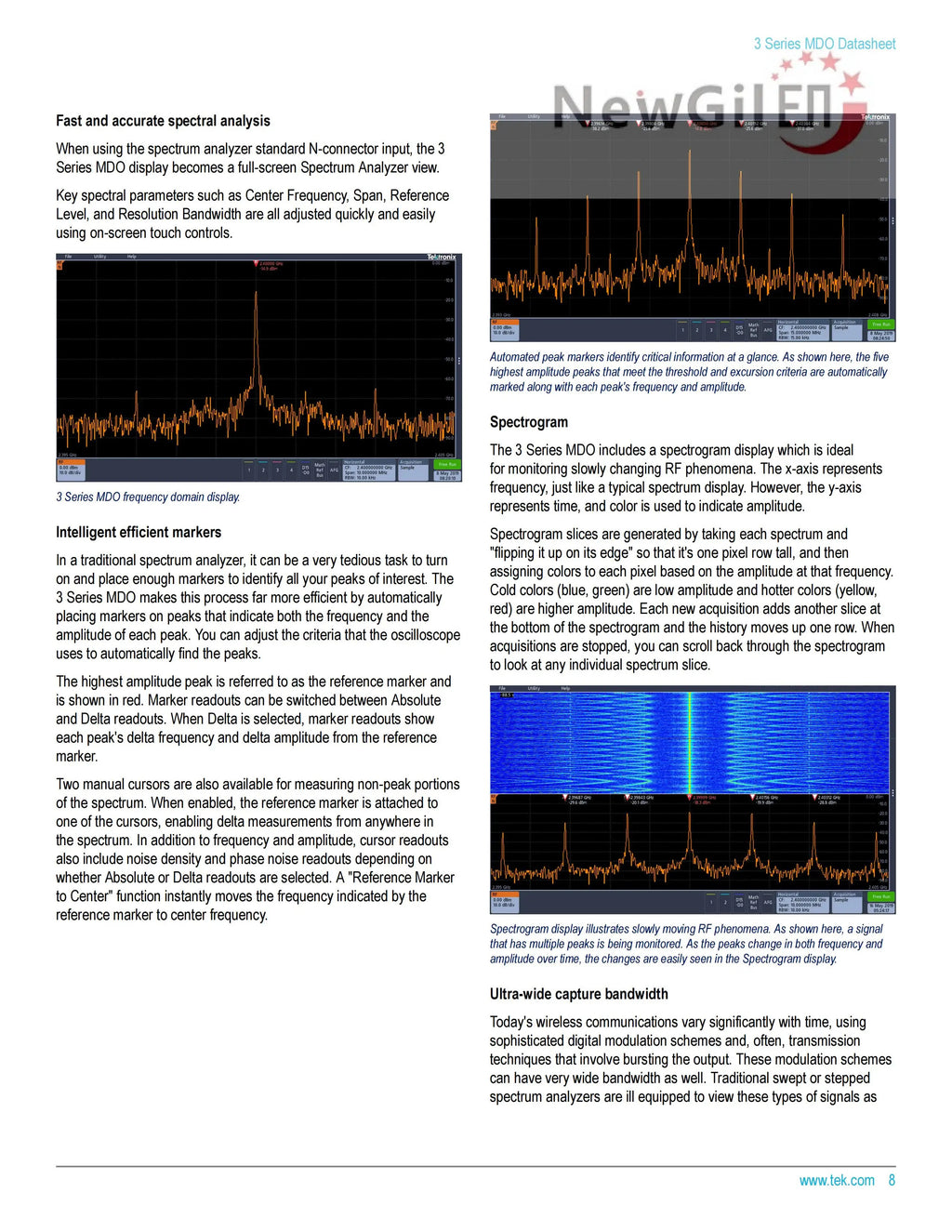 Tektronix  MDO34 Oscilloscope MDO34 3-BW-100  MDO34 3-BW-200  MDO34 3-BW-350,  MDO34 3-BW-500  MDO34 3-BW-1000  Bandwidth 1GHz