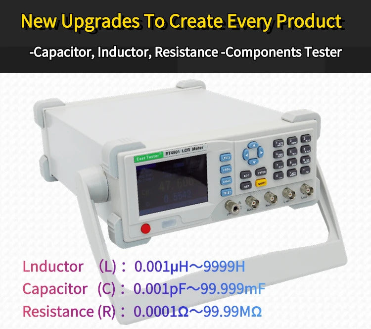 East Tester Benchtop LCR Meter Precision Digital Lab Tester for Apacitance Ground Insulation Resistance Inductance Accuracy 0.1%