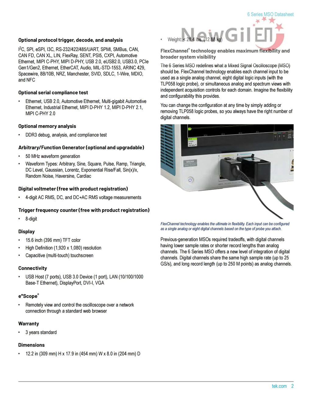 Tektronix MSO64B MSO66B MSO68B 6-BW-1000 1 GHz 10GHz , 4 6 8 Channel, Up to 50 GS/s Mixed Signal Oscilloscope