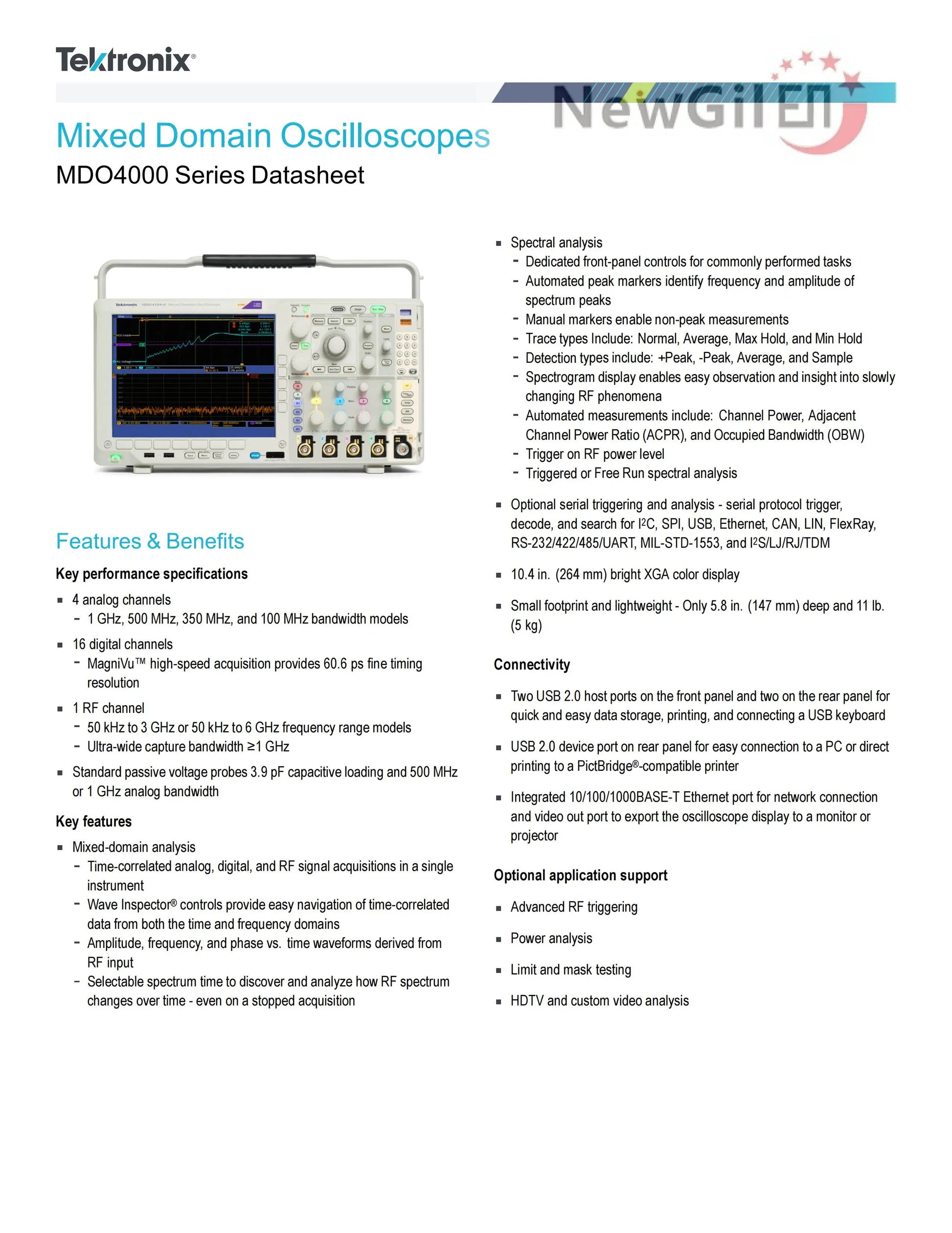 Tektronix MDO4024C MDO4034C MDO4054C MDO4104C  Oscilloscope 200 350 500 MHz  1GHz  4 Analog Channels