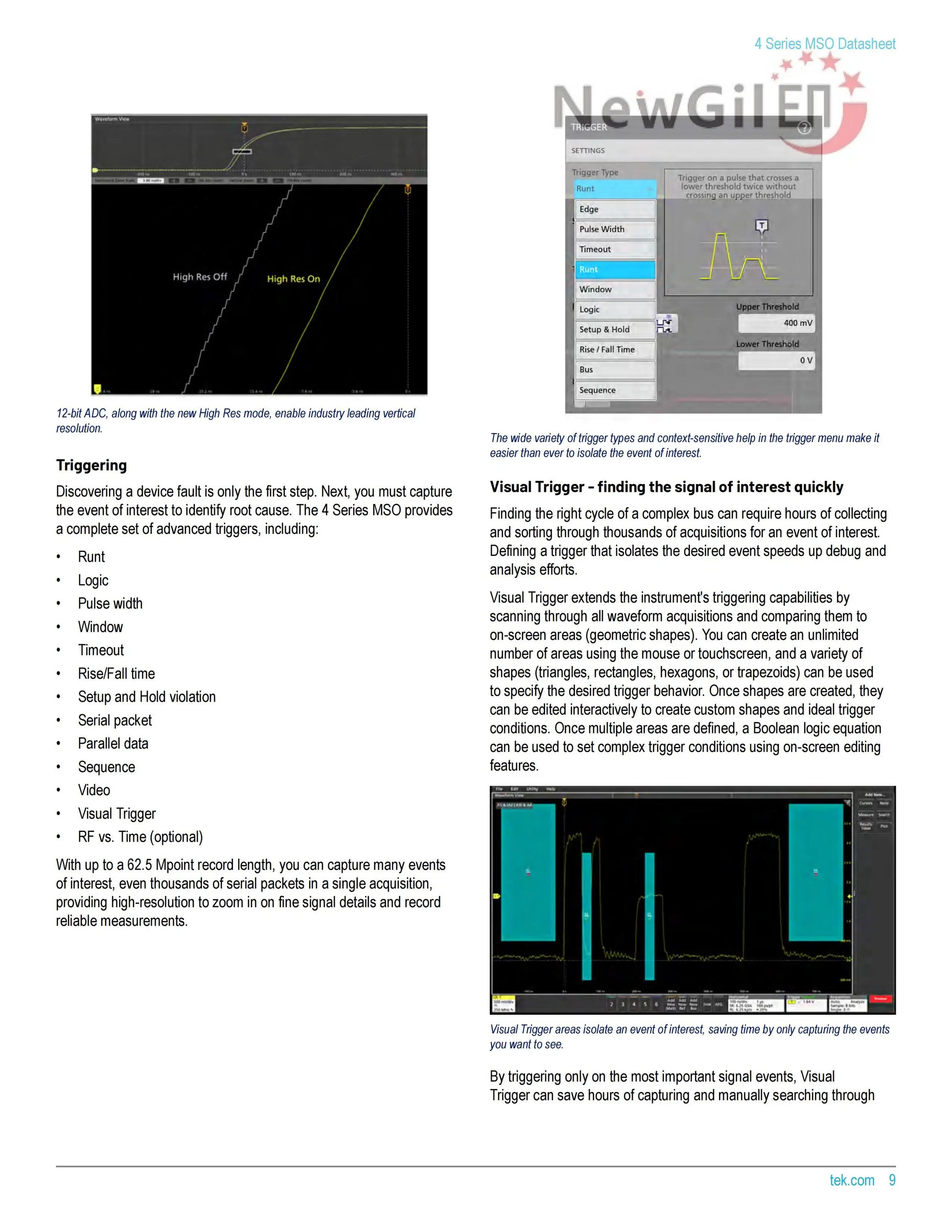 Tektronix MSO44 Oscilloscope, MSO44 4-BW-200, MSO44 4-BW-350, MSO44 4-BW-500, MSO44 4-BW-1000, MSO44 4-BW-1500, Bandwidth 1.5GHz