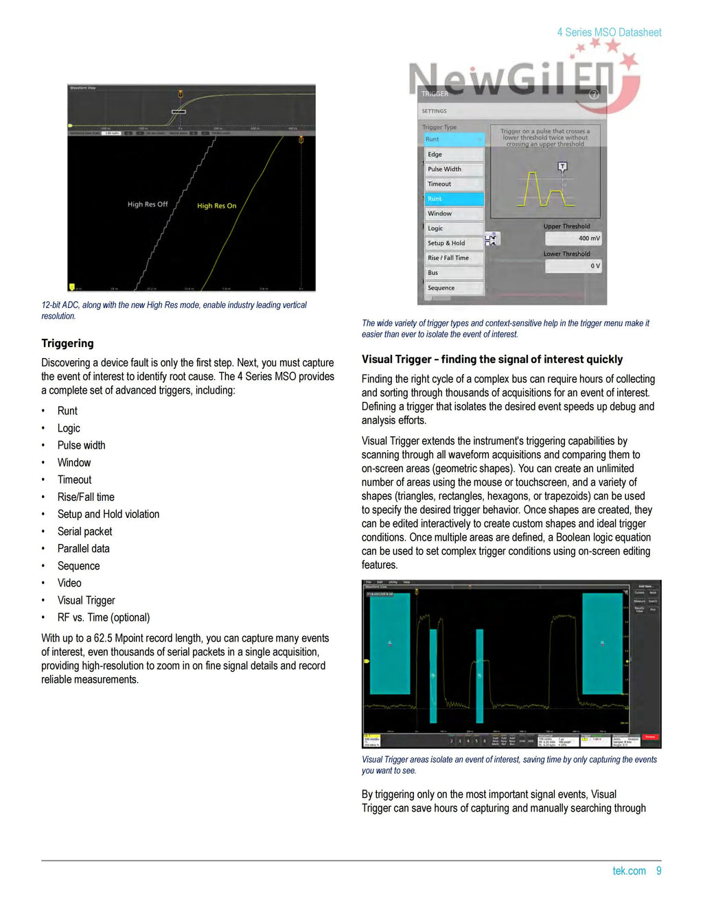 Tektronix MSO44 Oscilloscope, MSO44 4-BW-200, MSO44 4-BW-350, MSO44 4-BW-500, MSO44 4-BW-1000, MSO44 4-BW-1500, Bandwidth 1.5GHz