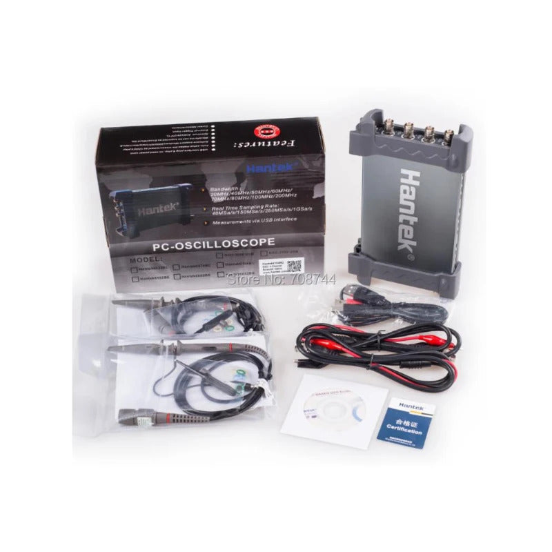 Hantek 6204BD Digital Oscilloscope Portable Oscillograph 200MHz 4 Channels Osciloscopio USB PC With 25MHz Signal Generator