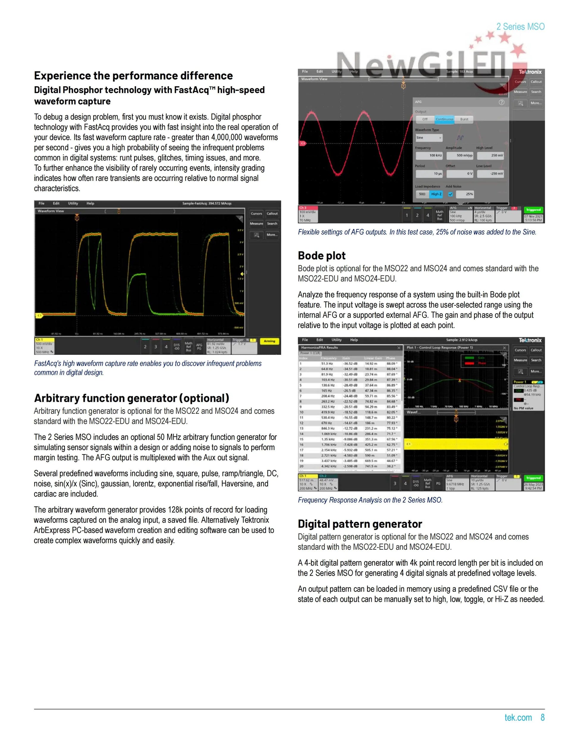Tektronix MSO24 Oscilloscope  MSO24 2-BW-70 MSO24 2-BW-100 MSO24 2-BW-200 MSO24 2-BW-350 MSO24 2-BW-500 Bandwidth 200MHz 500 MHz
